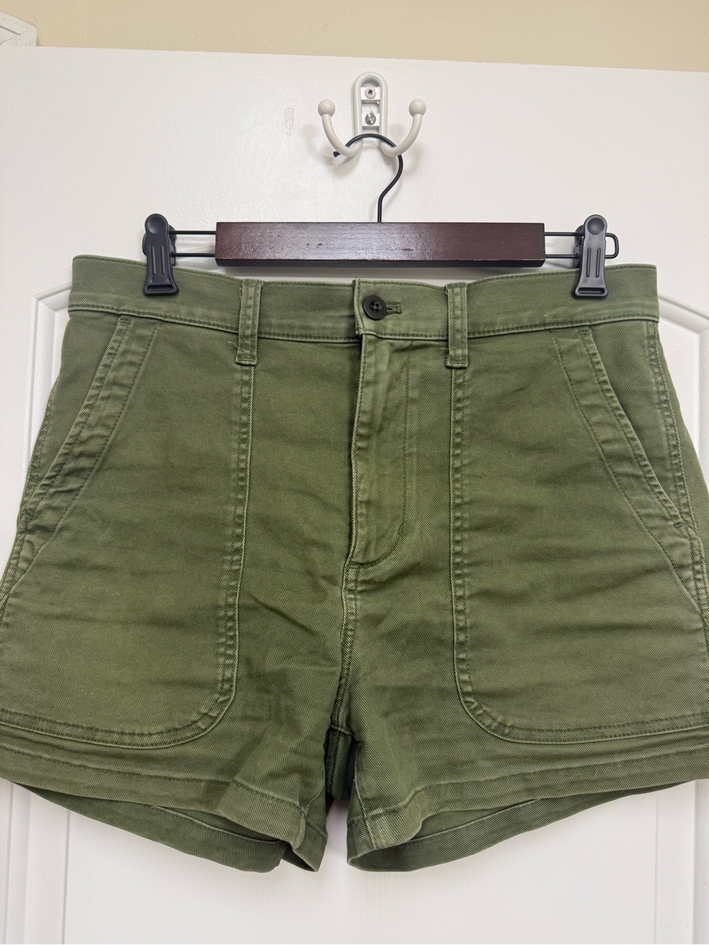 Madewell Olive Green High-Waist Utility Shorts
